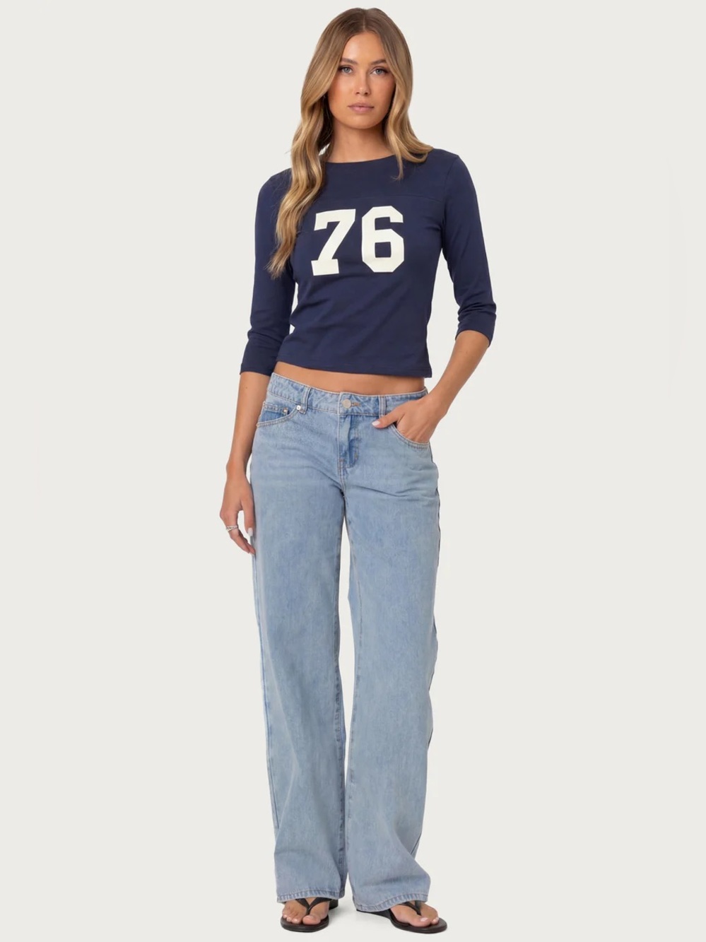 Raelynn Washed Low Rise Baggy Jeans Edikted Light Blue